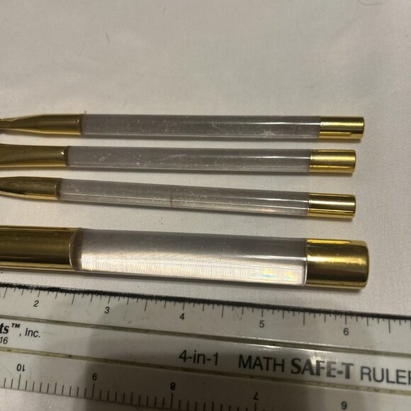 Cosmetic Makeup Brush Set of 4 Long Assorted Size Clear Handles W/gold New 6” - Picture 5 of 9